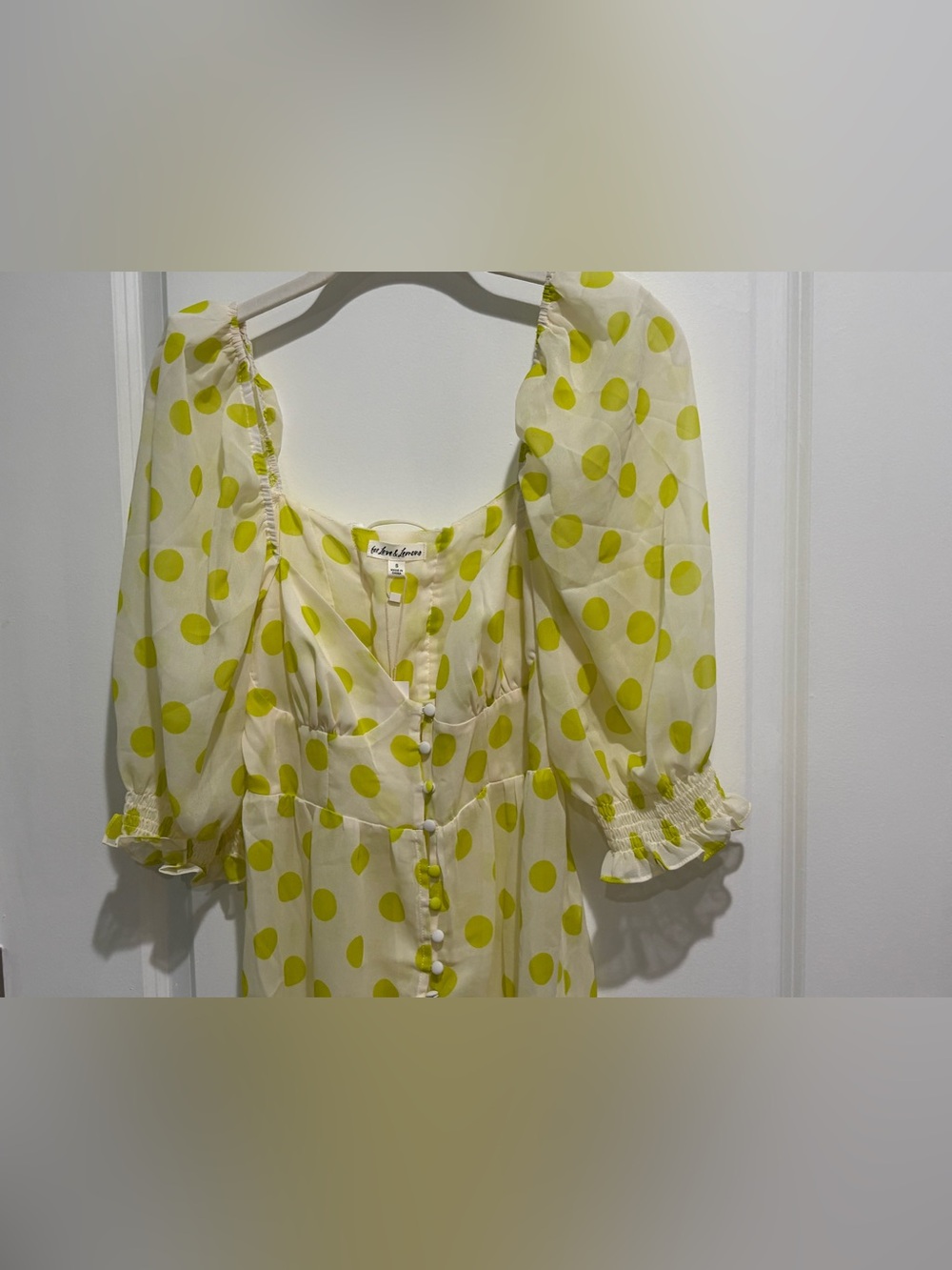 For Love & Lemons Lime Polka Dot Sheer Maxi Dress - Picture 8 of 12